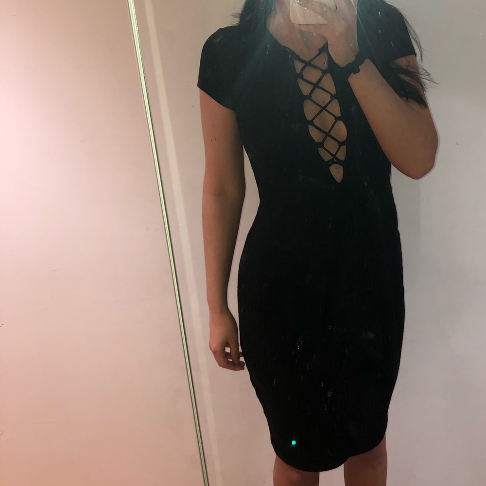 Black deep plunge dress